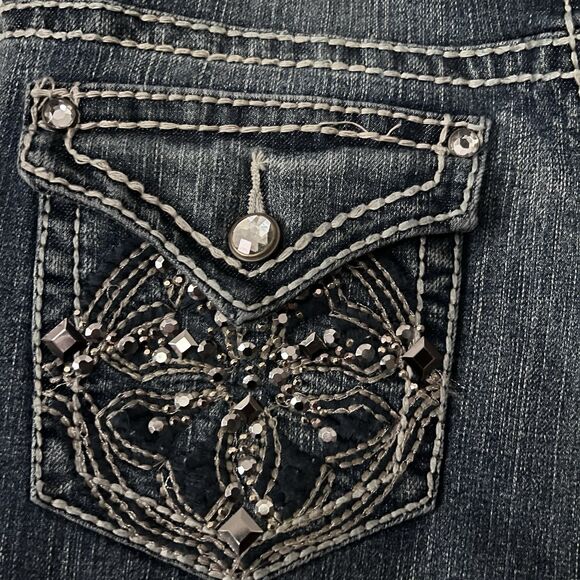 Y2K Women's Size 12 Embellished Bootcut Denim Jeans Western Glam Cowgirl Chic - Picture 1 of 3
